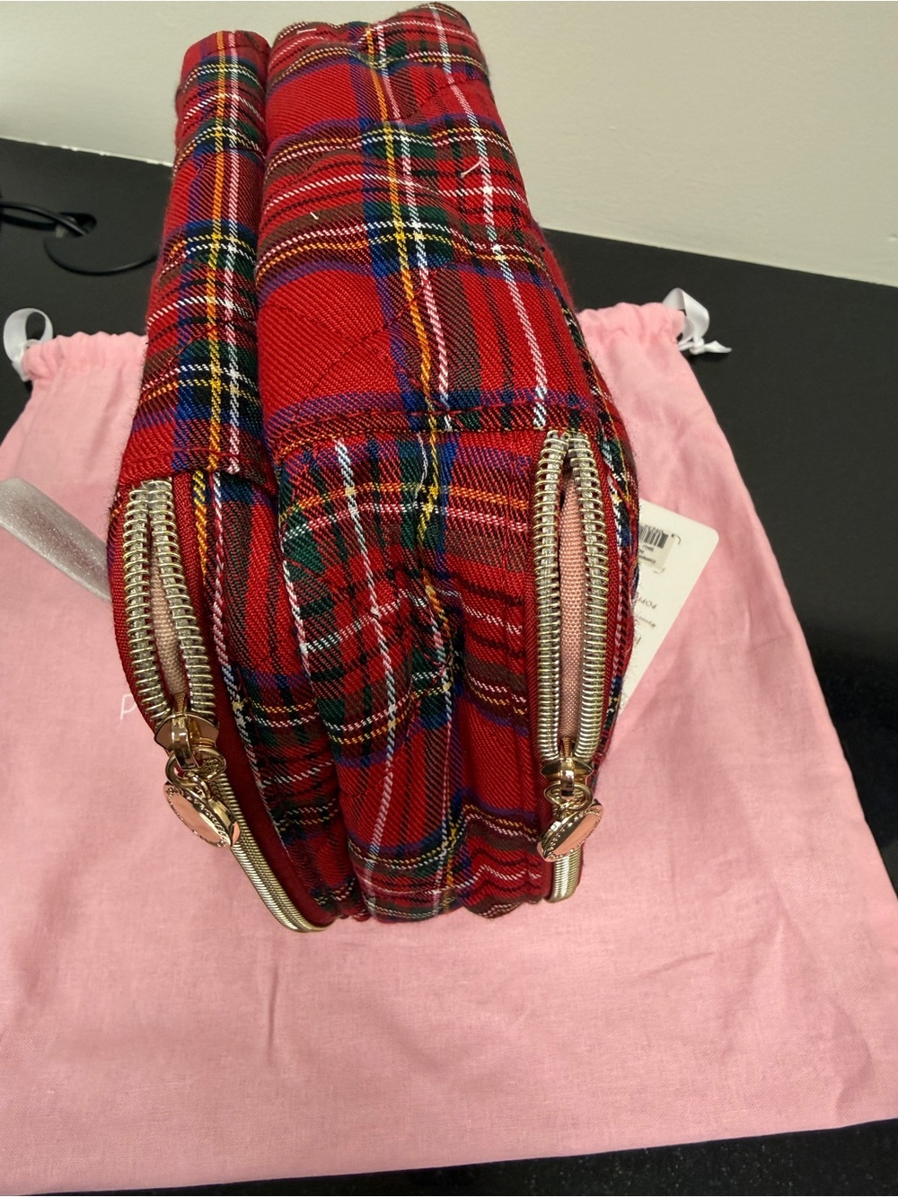 NWT ❤️🏴 - Poppy & Peonies Red Plaid Cosmetic Case + Daily Duo Wristlet Set - Picture 11 of 12